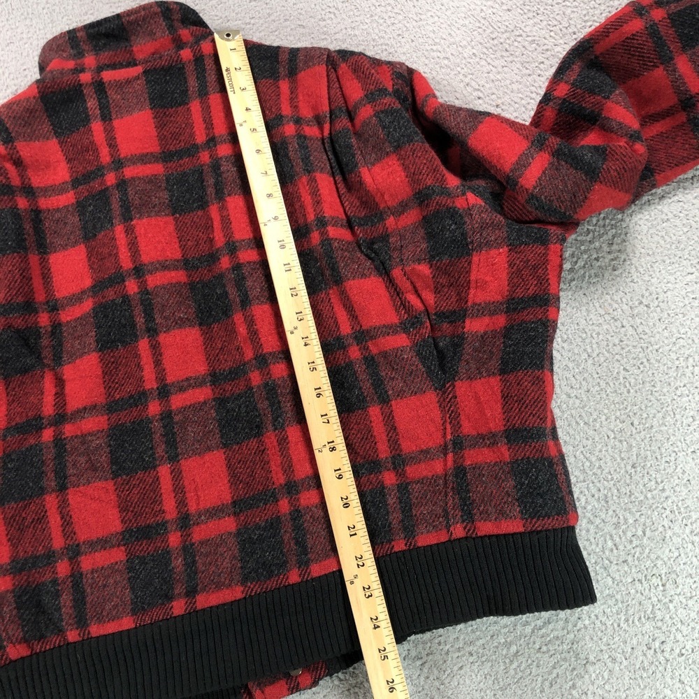 VTG Woolridge Jacket Adult Extra Large Red Black Plaid Sherpa Lined Bomber‎ USA - Picture 13 of 14